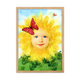 "little miss sunflower" gerahmtes poster auf mattem papier oak / 50×70 cm