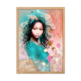 "girl in the spring wind" gerahmtes poster auf mattem papier oak / 50×70 cm
