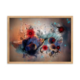 "flowers between mushrooms" gerahmtes poster auf mattem papier oak / 50×70 cm