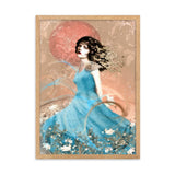 "a windy day with rosy moon" gerahmtes poster auf mattem papier oak / 50×70 cm