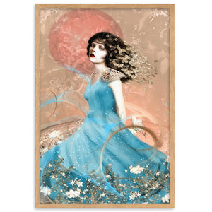 "a windy day with rosy moon" gerahmtes poster auf mattem papier oak / 61×91 cm