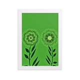 gerahmtes poster auf mattem papier "blumenwiese grün" weiß / 21×30 cm