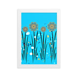 gerahmtes poster auf mattem papier "blumenwiese blau" weiß / 21×30 cm