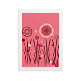 gerahmtes poster auf mattem papier "blumenwiese rosa" weiß / 21×30 cm