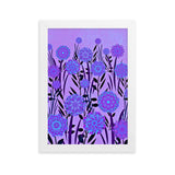 gerahmtes poster auf mattem papier "blumenwiese lila" weiß / 21×30 cm