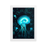 gerahmtes poster auf mattem papier "jellyfish" weiß / 21×30 cm