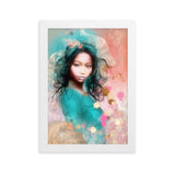 "girl in the spring wind" gerahmtes poster auf mattem papier weiß / 21×30 cm