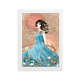 "a windy day with rosy moon" gerahmtes poster auf mattem papier weiß / 21×30 cm