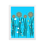 gerahmtes poster auf mattem papier "blumenwiese blau" weiß / 30×40 cm