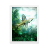 gerahmtes poster auf mattem papier "fliegender fisch" weiß / 30×40 cm