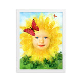 "little miss sunflower" gerahmtes poster auf mattem papier weiß / 30×40 cm