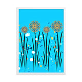 gerahmtes poster auf mattem papier "blumenwiese blau" weiß / 50×70 cm