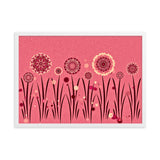 gerahmtes poster auf mattem papier "blumenwiese rosa" weiß / 50×70 cm