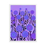 gerahmtes poster auf mattem papier "blumenwiese lila" weiß / 50×70 cm
