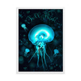gerahmtes poster auf mattem papier "jellyfish" weiß / 50×70 cm