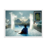 gerahmtes poster auf mattem papier "zimmer mit seeblick" weiß / 50×70 cm