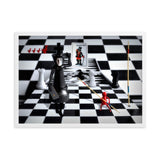 gerahmtes poster auf mattem papier "chess confusion" weiß / 50×70 cm