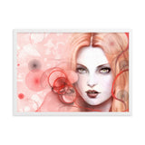 gerahmtes poster auf mattem papier "girl with swirls" weiß / 50×70 cm