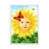 "little miss sunflower" gerahmtes poster auf mattem papier weiß / 50×70 cm