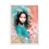 "girl in the spring wind" gerahmtes poster auf mattem papier weiß / 50×70 cm