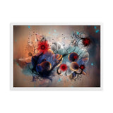 "flowers between mushrooms" gerahmtes poster auf mattem papier weiß / 50×70 cm