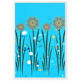 gerahmtes poster auf mattem papier "blumenwiese blau" weiß / 61×91 cm