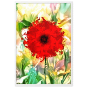 gerahmtes poster auf mattem papier "mohnblume" weiß / 61×91 cm