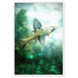 gerahmtes poster auf mattem papier "fliegender fisch" weiß / 61×91 cm
