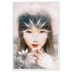 gerahmtes poster auf mattem papier "wintermädchen" weiß / 61×91 cm