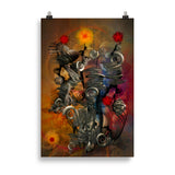 "flowers between wire spirals" poster 61×91 cm