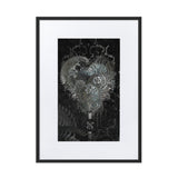 gerahmtes poster auf mattem papier mit passepartout  "metal heart" schwarz / 50×70 cm