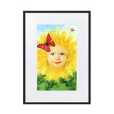 "little miss sunflower" gerahmtes poster auf mattem papier mit passepartout schwarz / 50×70 cm