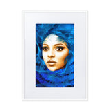 gerahmtes poster auf mattem papier mit passepartout  "die blaue kapuze" weiß / 50×70 cm