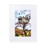 gerahmtes poster auf mattem papier mit passepartout  "tree house" weiß / 50×70 cm