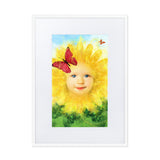 "little miss sunflower" gerahmtes poster auf mattem papier mit passepartout weiß / 50×70 cm